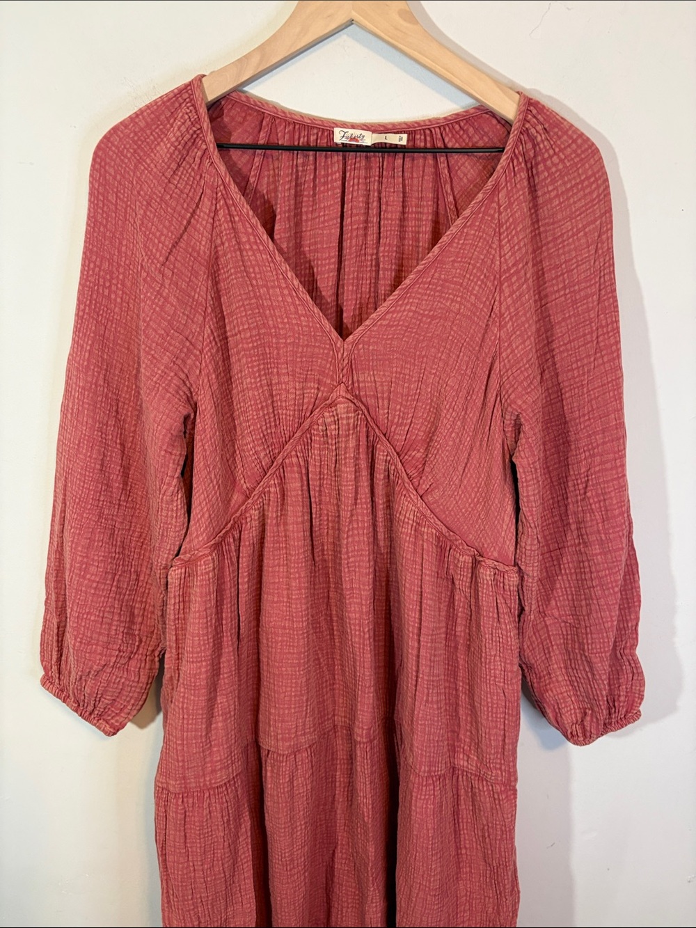 Terracotta Rust Faherty Dream 100% Organic Cotton Double Gauze Midi Dress